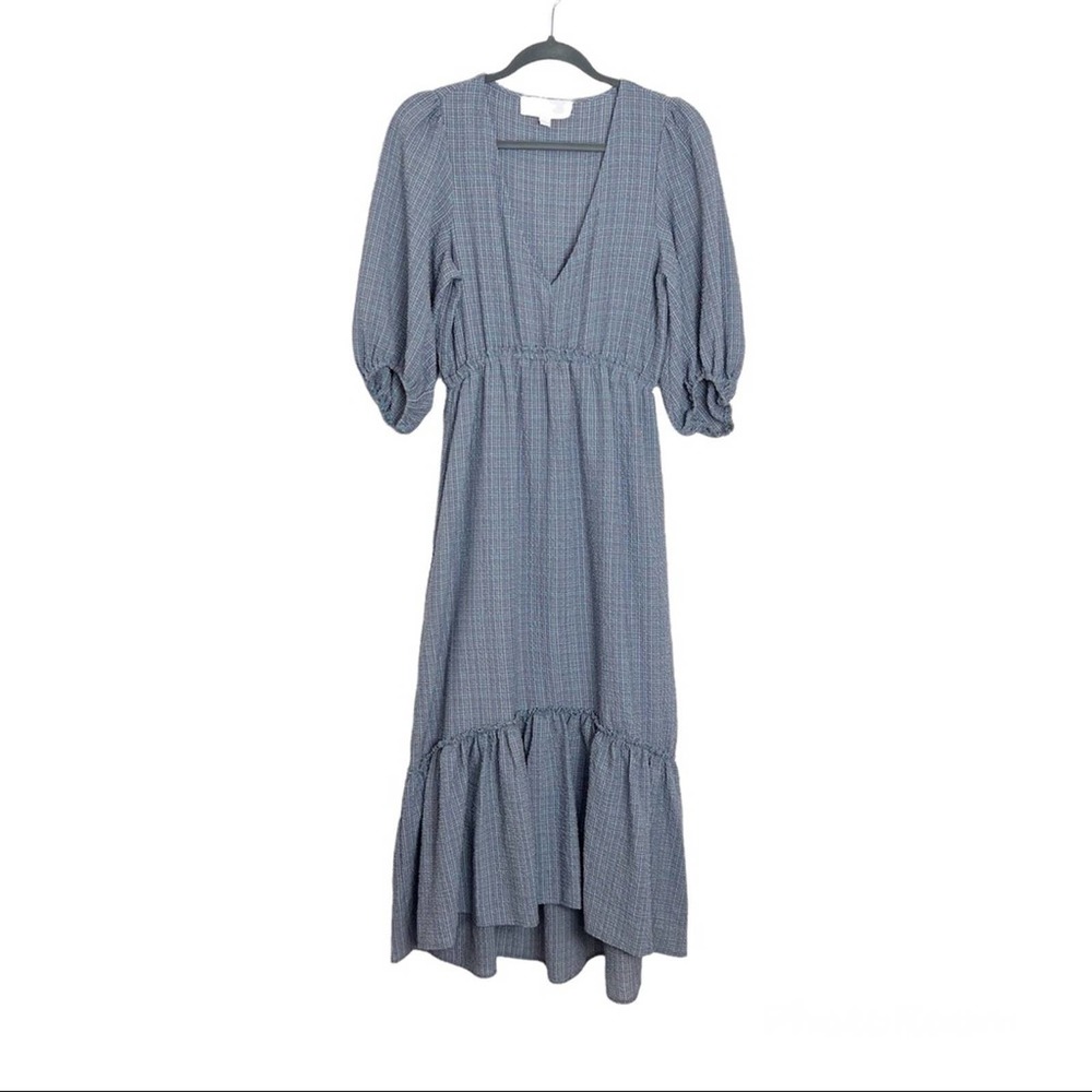 Superfoxx Blue Plaid Peasant Dress Small